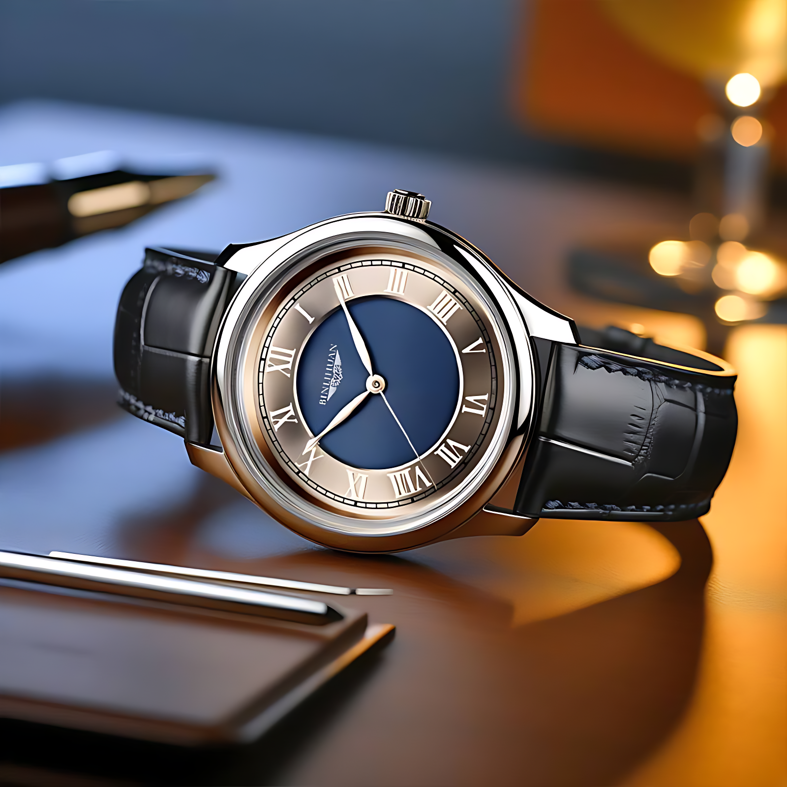 Men’s Luxury Roman Dial Classic Blue Watch