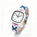 Women’s Woven Pastel Strap Square Dial Watch