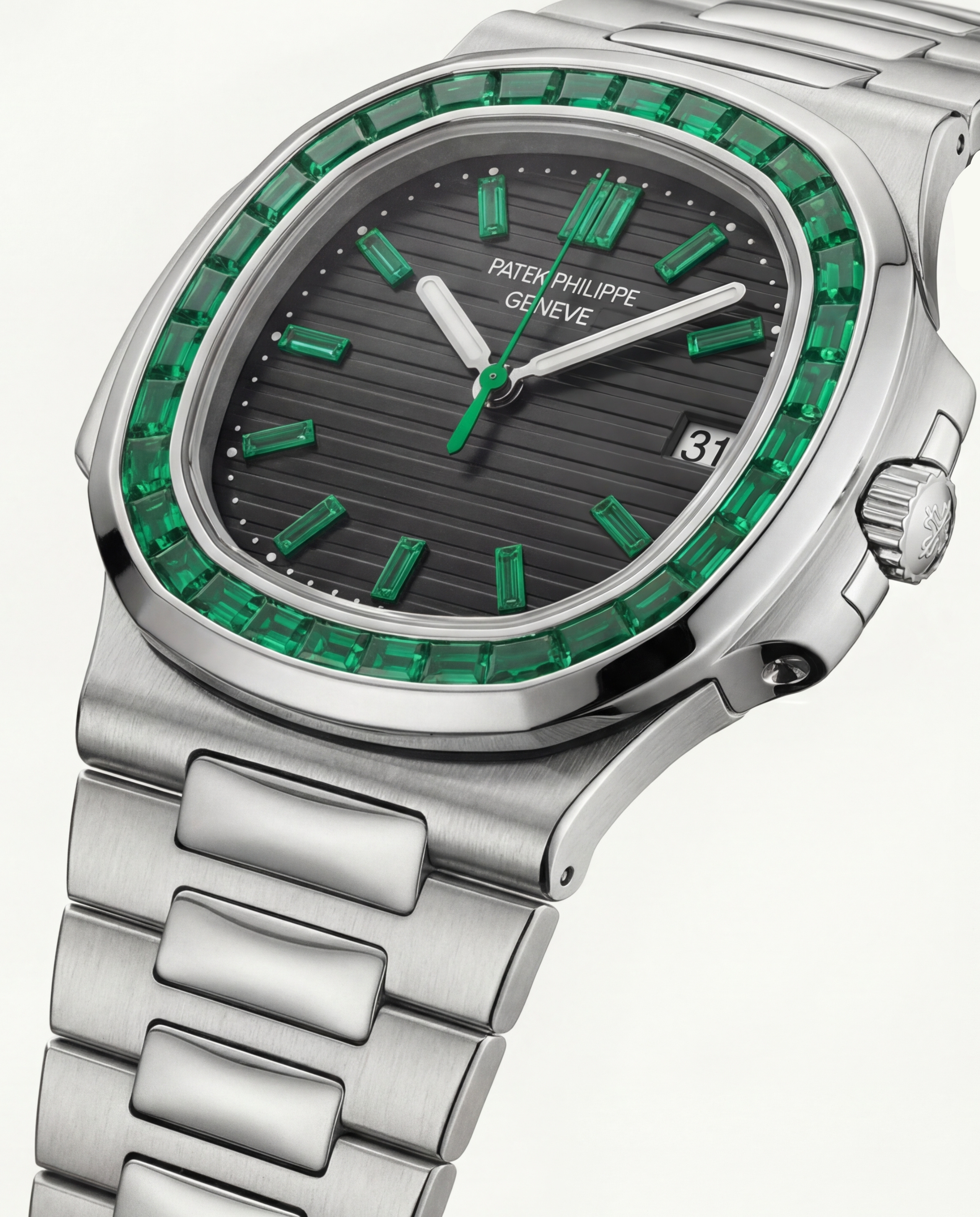 Emerald Bezel Luxury Stainless Steel Watch for Men – Elite Edition