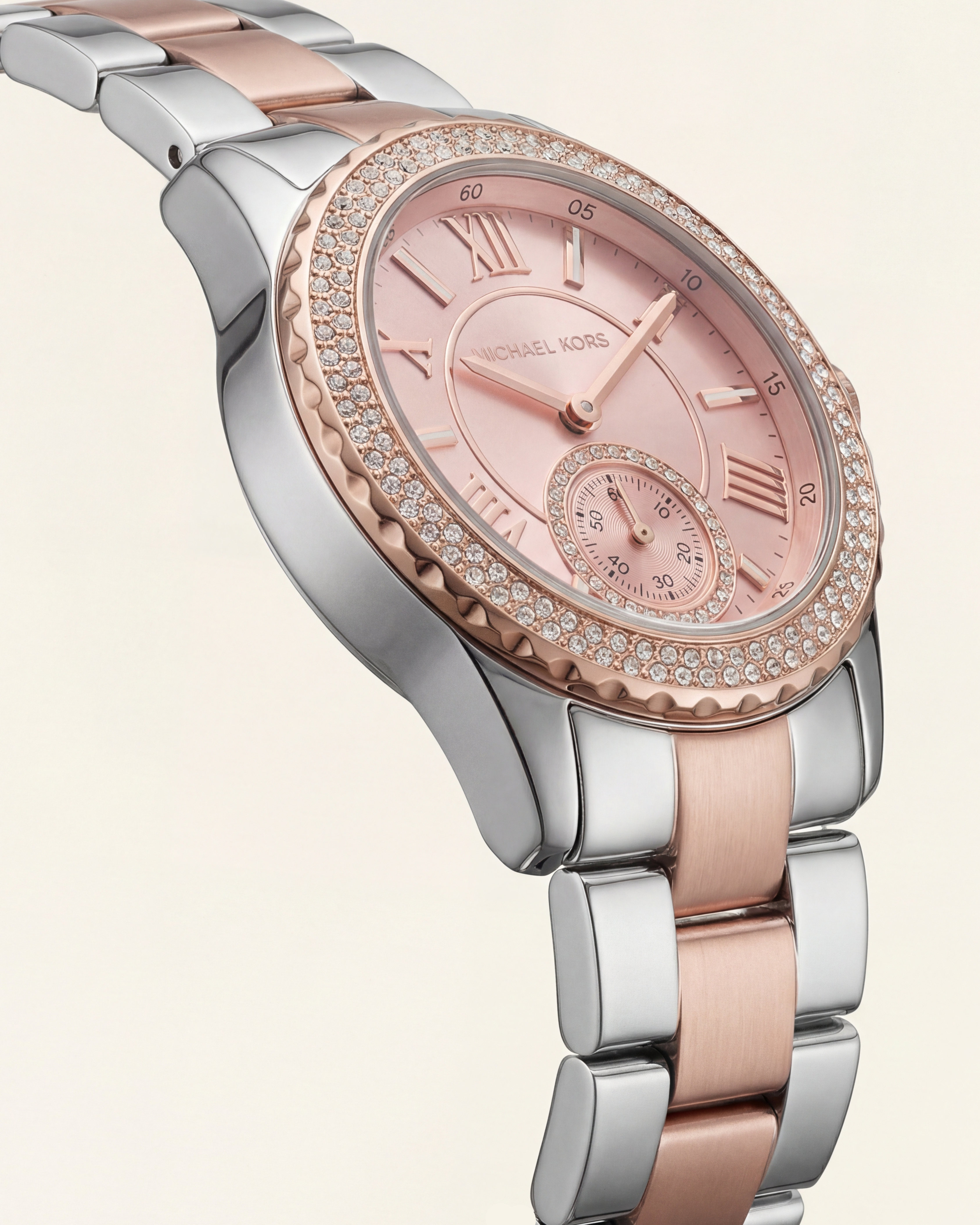 Blush Harmony Crystal Watch – Two-Tone Luxe Edition