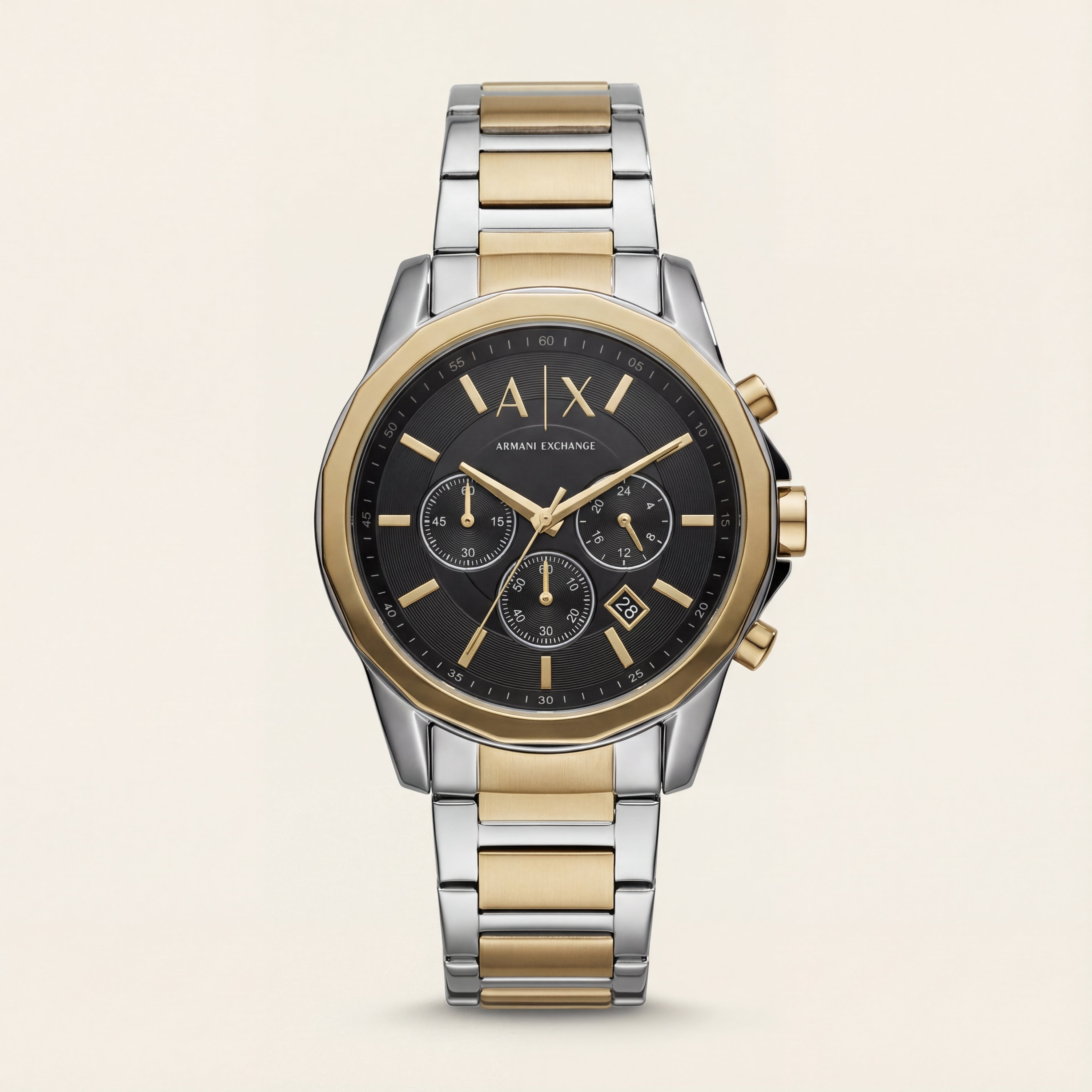 Centrix Onyx Black Silver–Gold Chronograph Watch