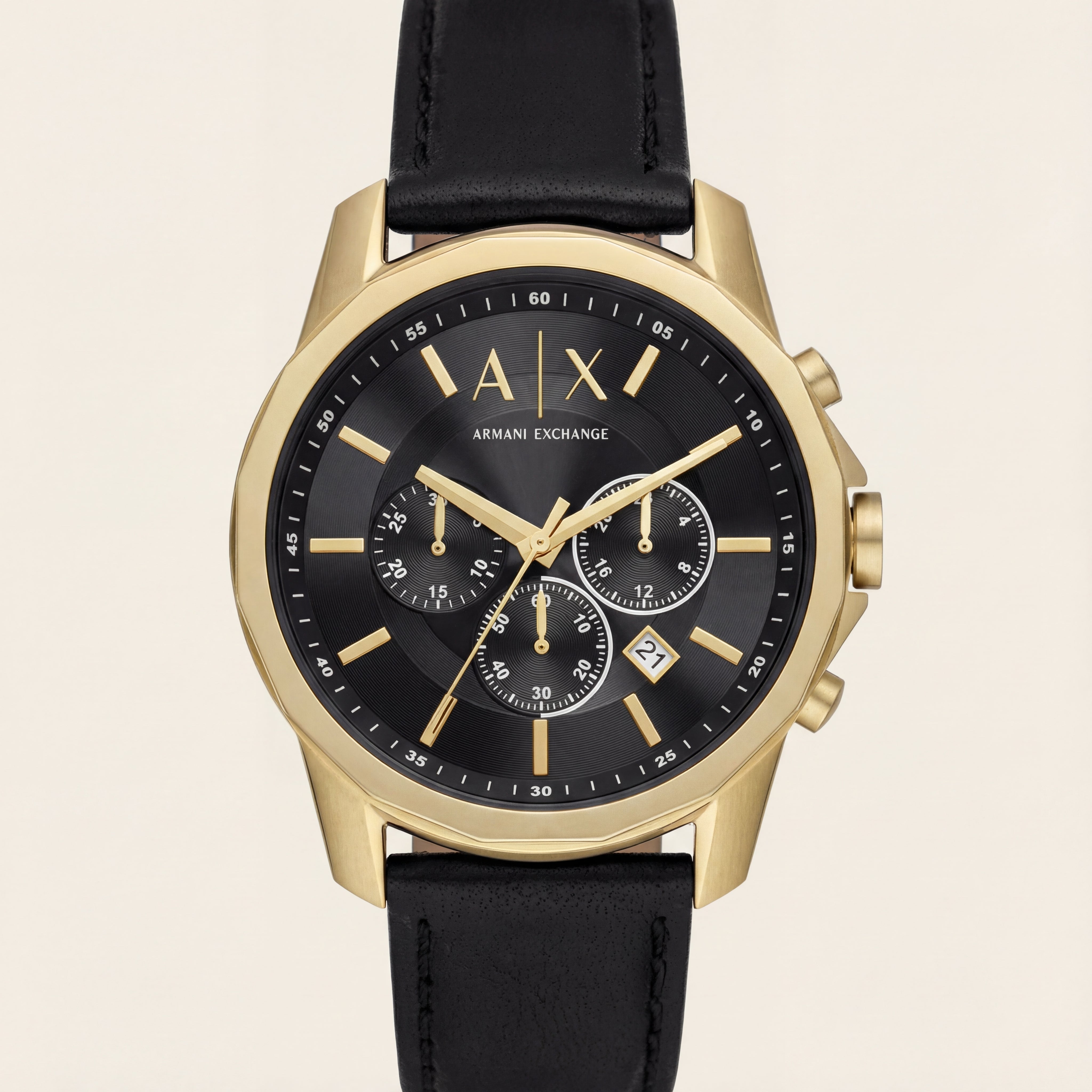 Regal Noir Gold Chronograph Leather Watch