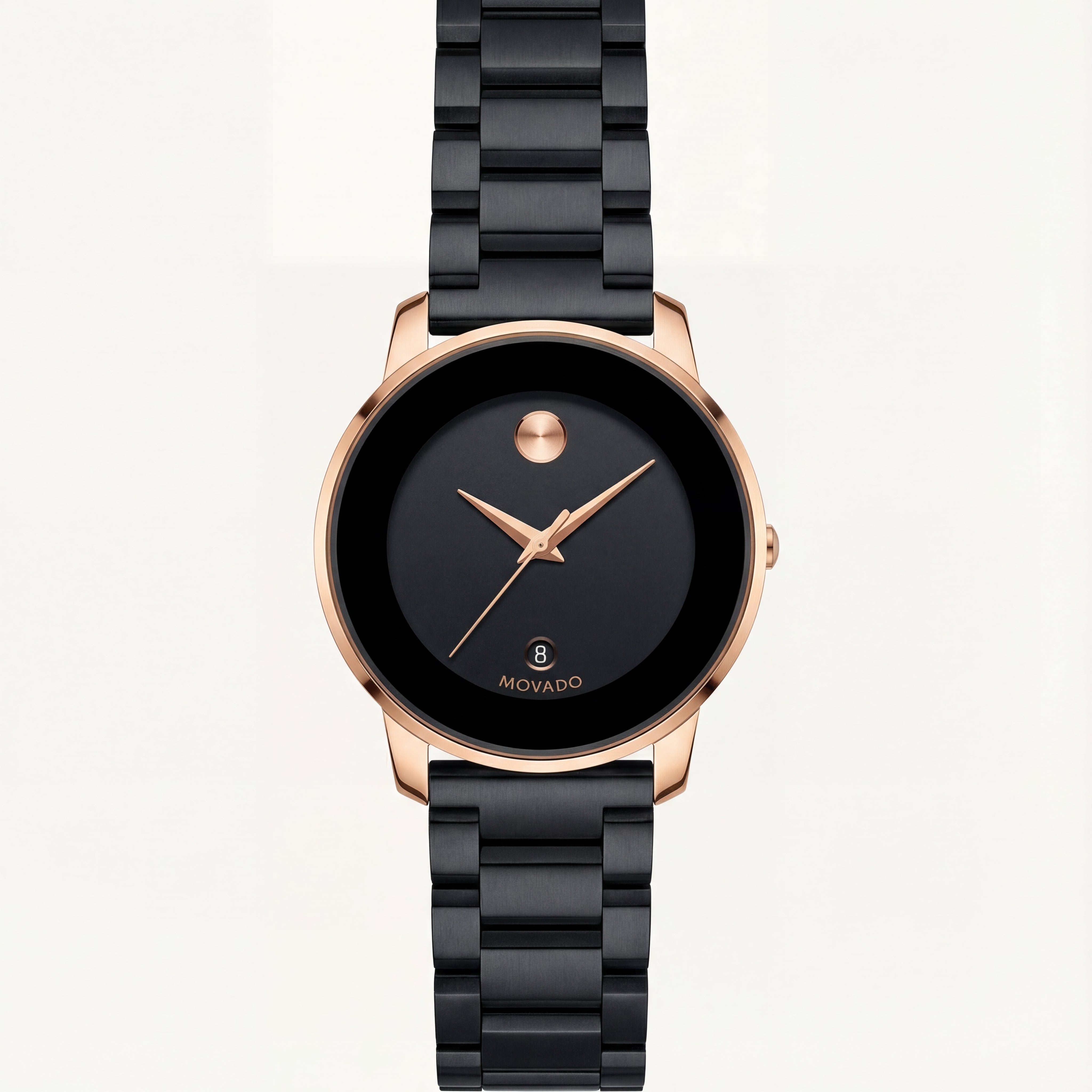 Black Dial Rose Gold Bezel Men’s Minimalist Stainless Steel Watch