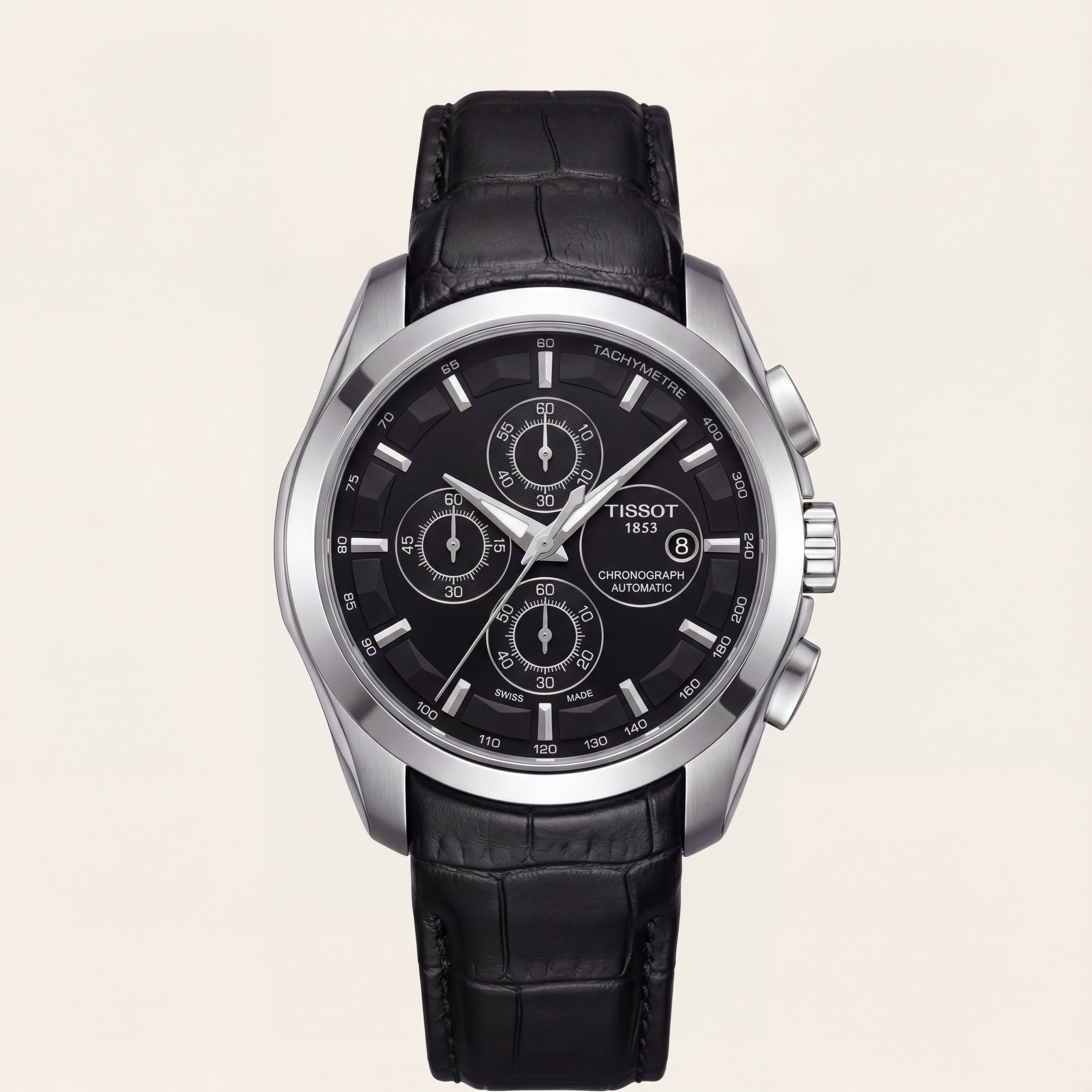 Black Dial Automatic Chronograph Men’s Leather Strap Watch