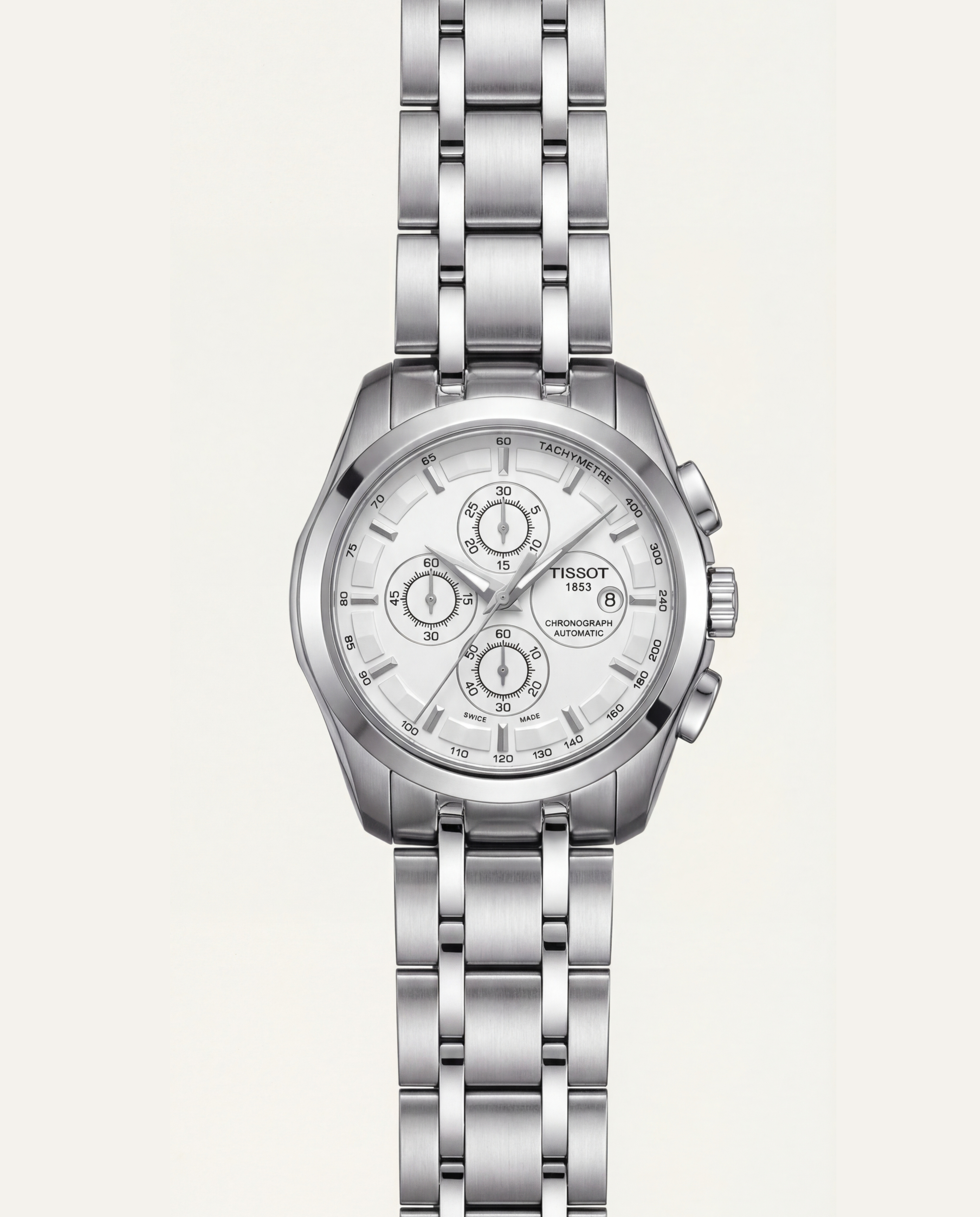 Classic White Dial Automatic-Style Chronograph Men’s Watch
