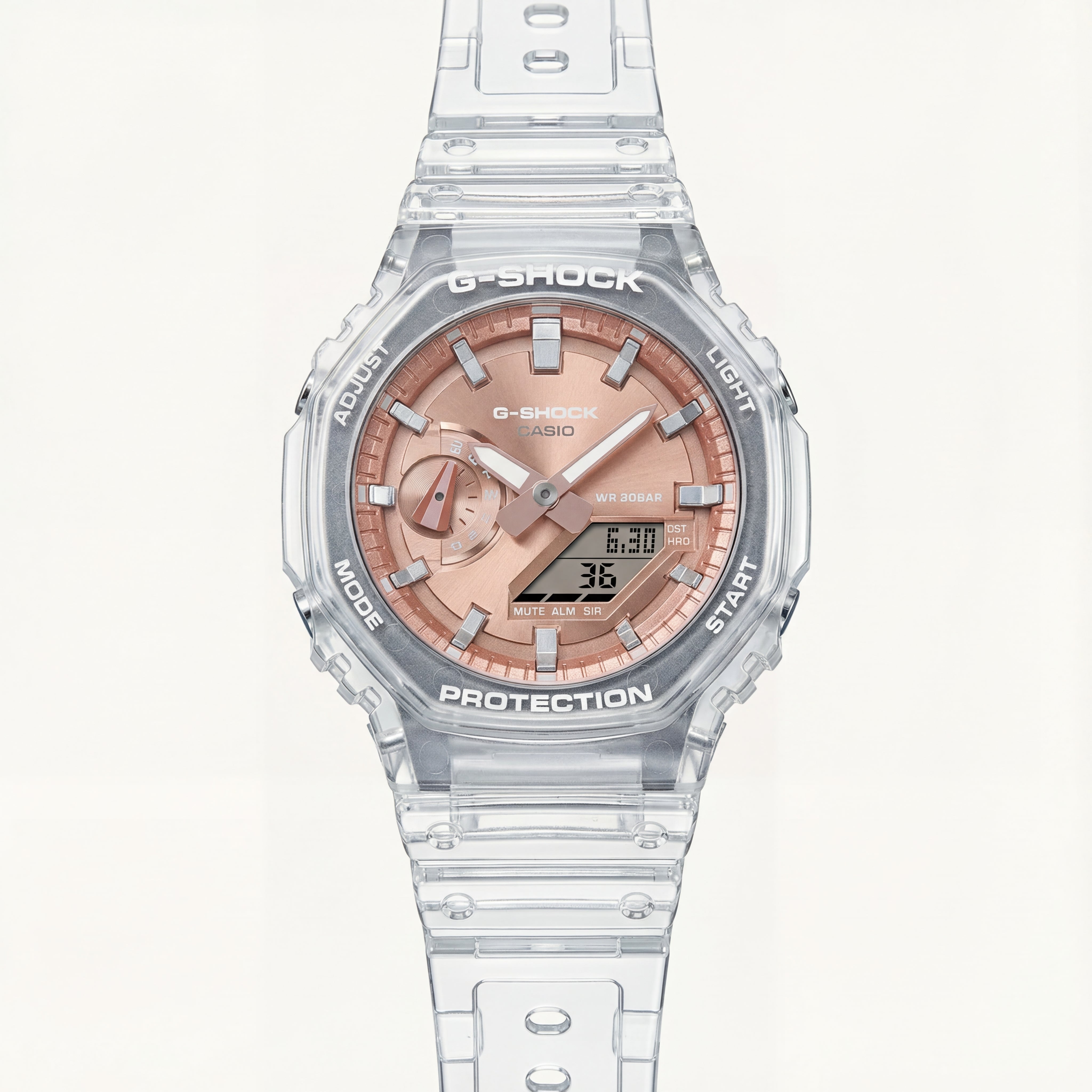Clear Strap Rose Gold Digital-Analog Men’s Watch