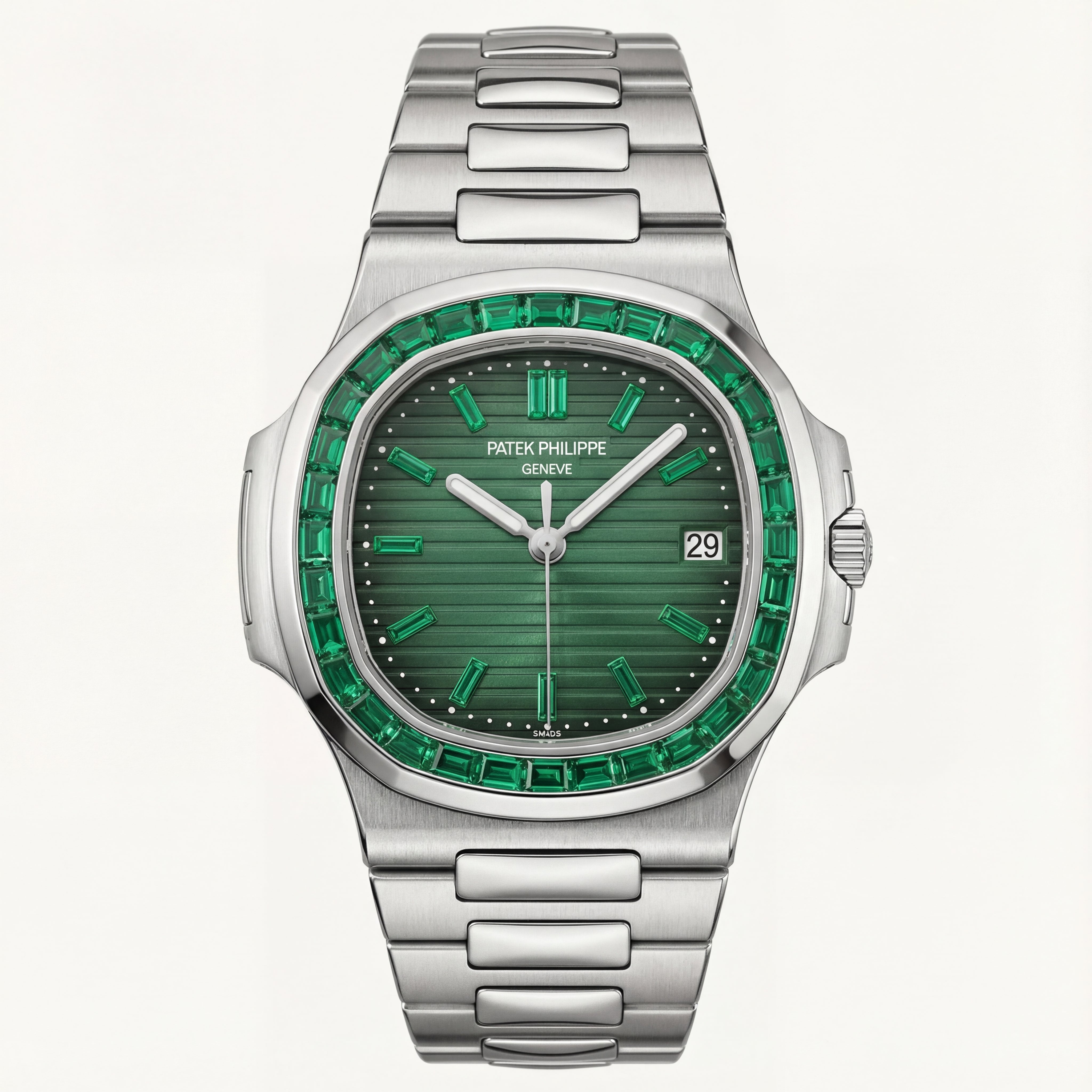 Premium Green Dial Stainless Steel Men’s Watch with Gem Bezel