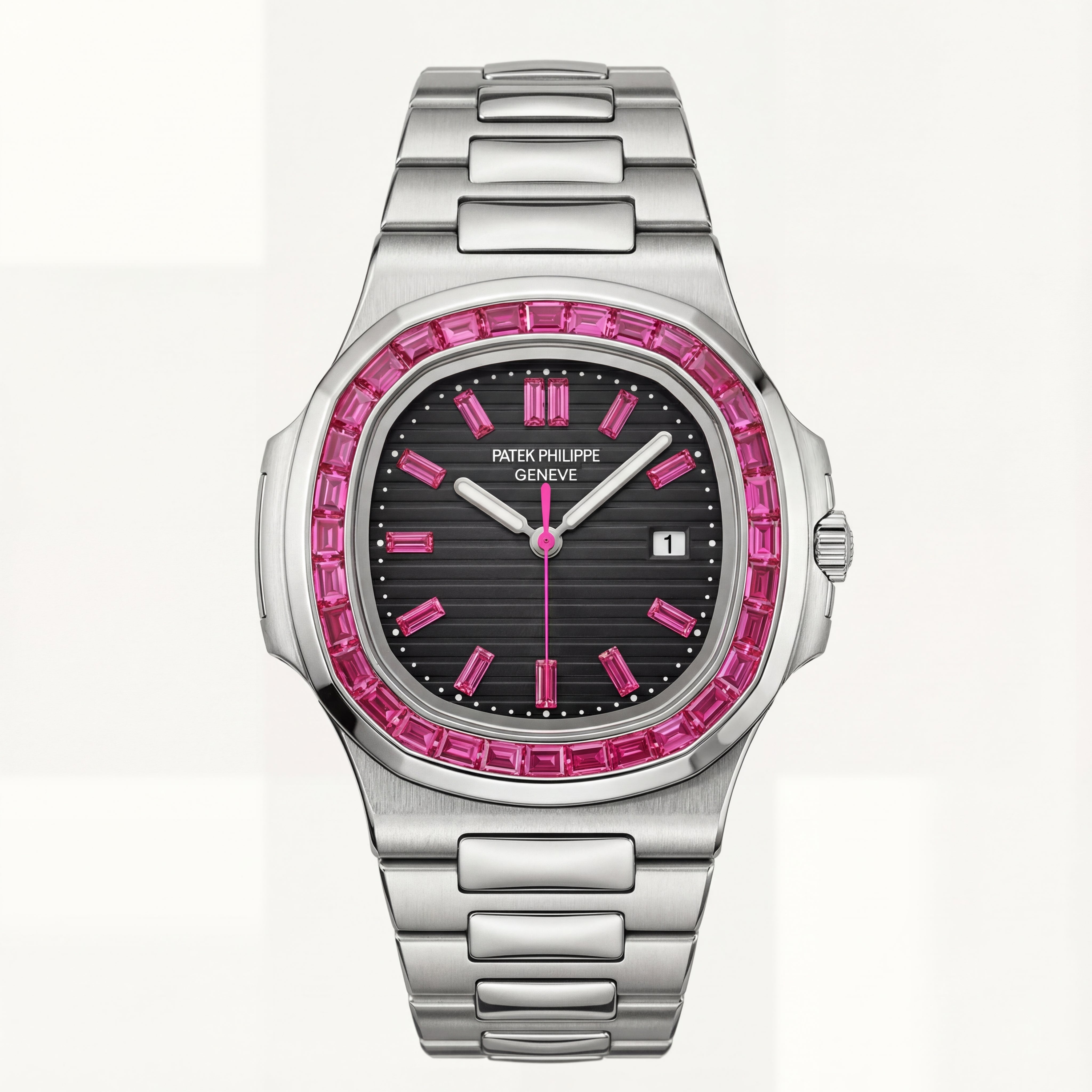 Pink Gem Bezel Luxury Stainless Steel Watch – Premium Edition