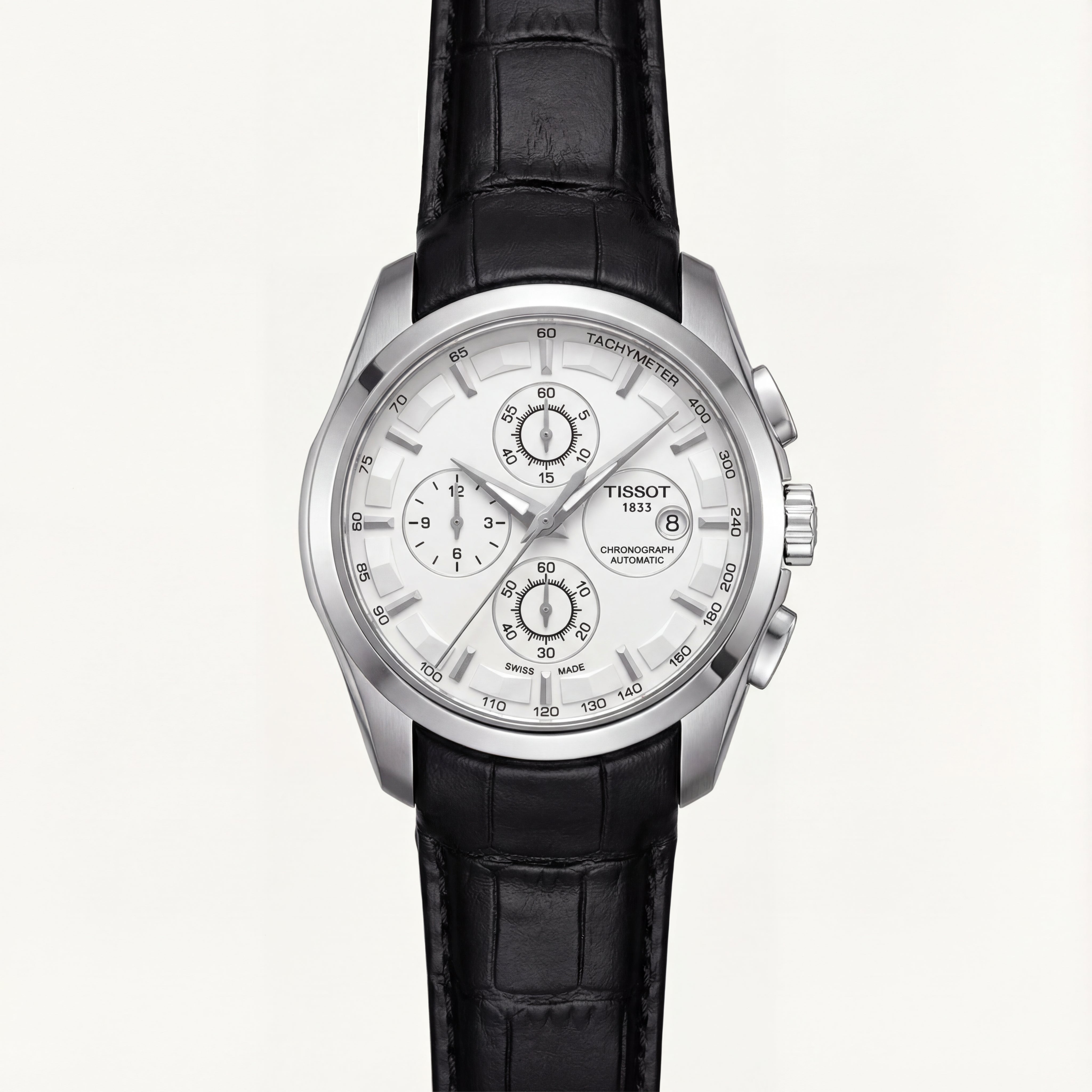 Luxury Chronograph Style Watch with Tachymeter Dial & Leather Strap