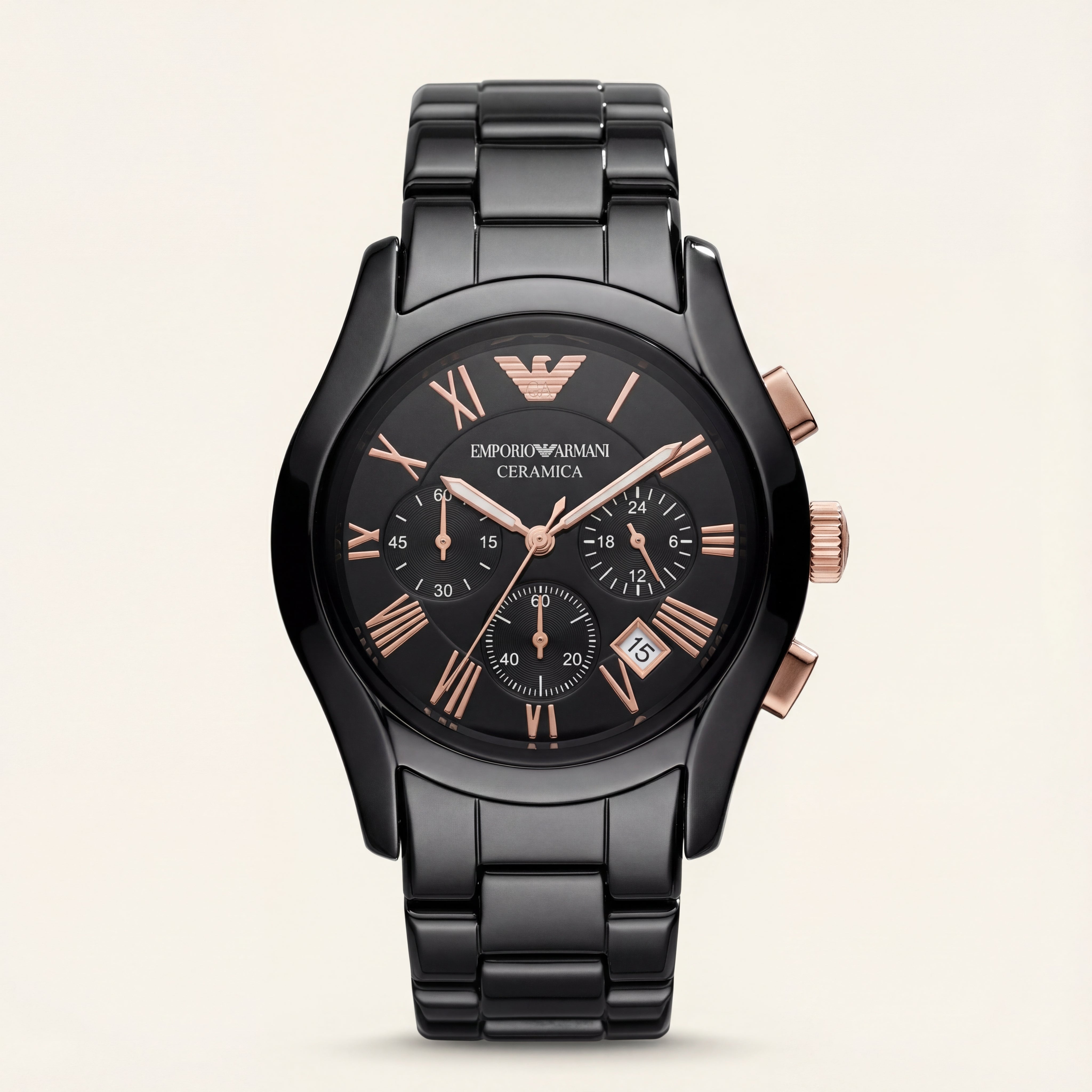 Midnight Black Rose-Gold Chronograph Ceramic Watch