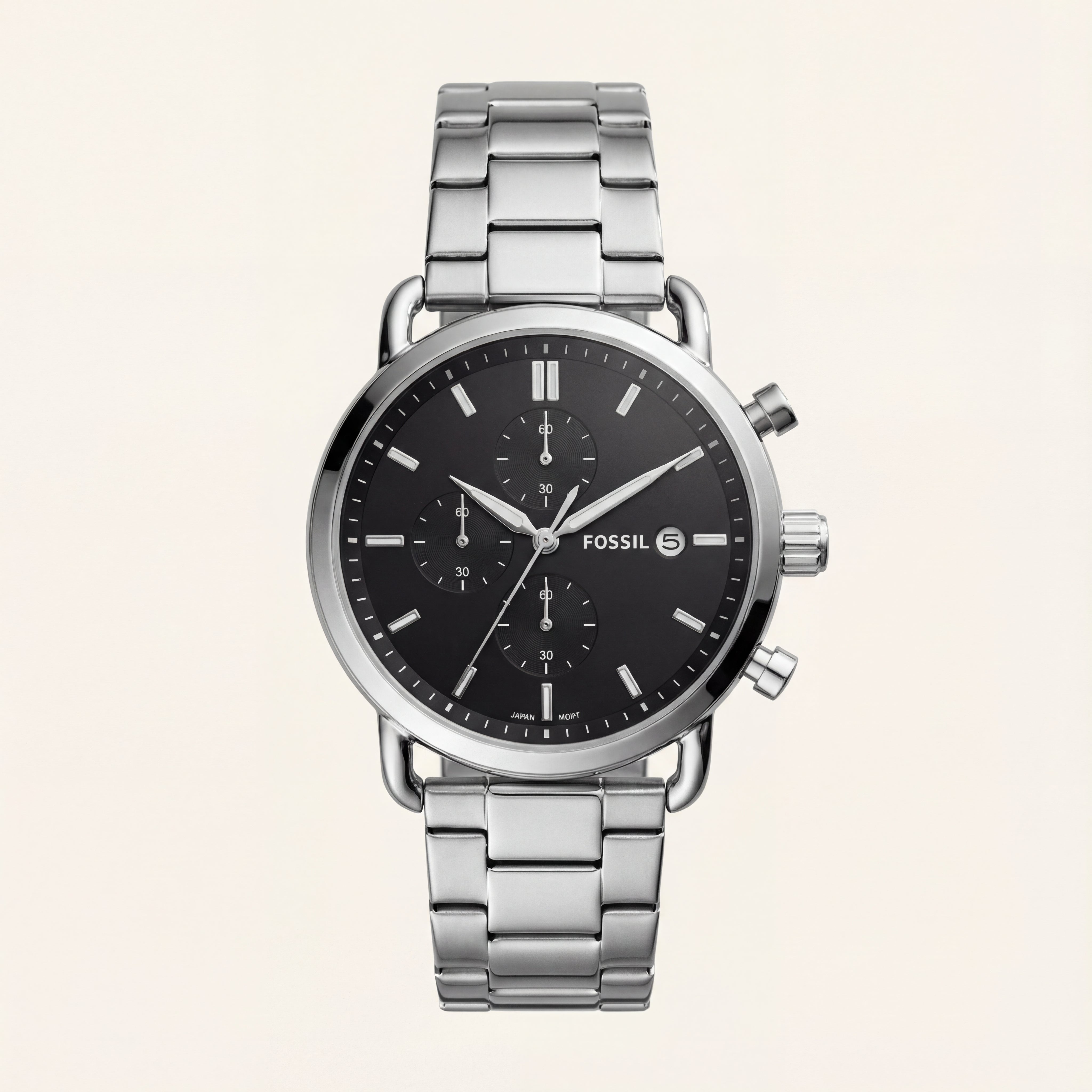 Classic Black Dial Stainless Steel Chronograph Watch