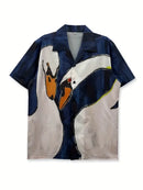Men's Casual Goose Design Painting Shirt