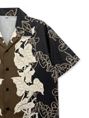 Men's Lapel Collar Button-Up Floral Print Shirt