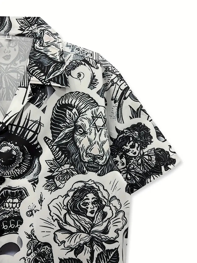 Men'S Floral Beach Retro Sketch Shirt