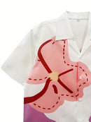 Men's Casual Floral Printed Button-Up Shirt