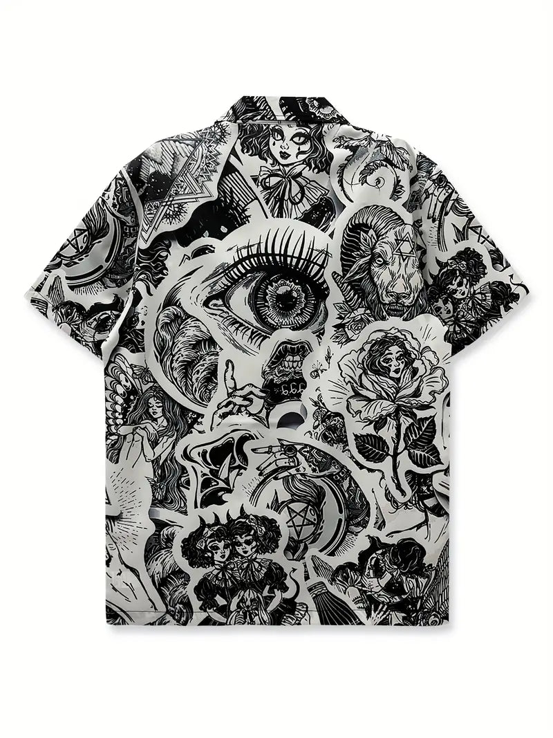Men'S Floral Beach Retro Sketch Shirt
