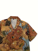Men'S Casual Sunflower Flower Stretch Printed Shirt