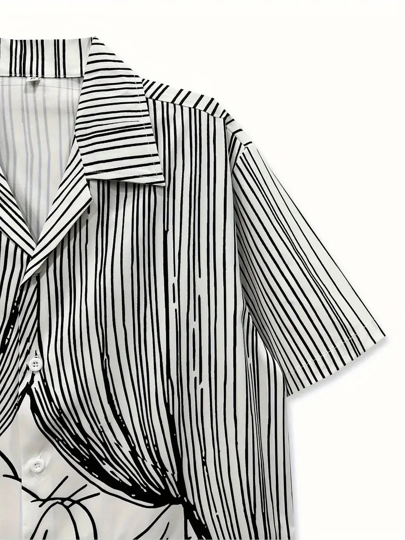 Men'S Casual Shirt with Cute Cat Printed Shirt