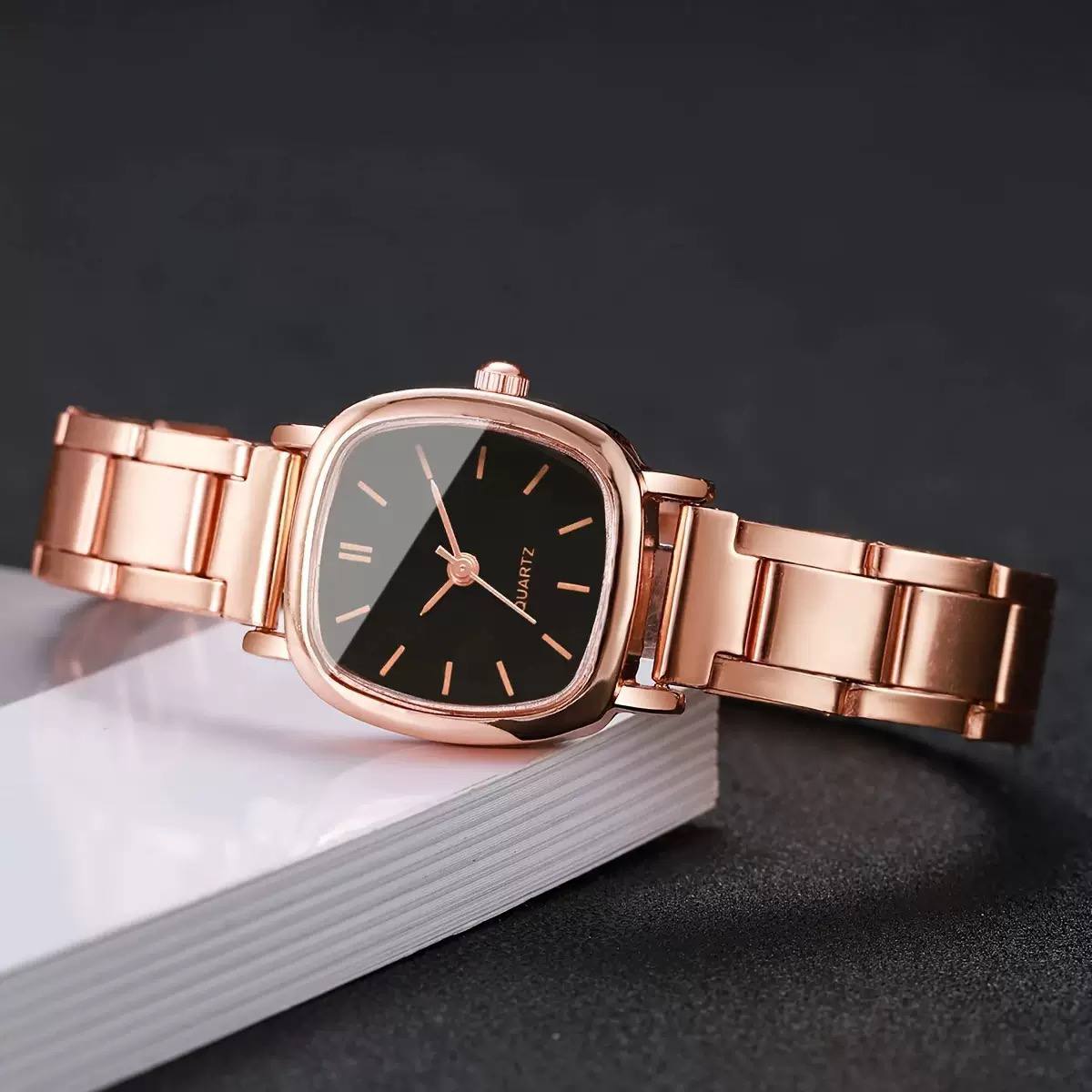 Women’s Elegant Rose-Gold Square Dial Bracelet Watch