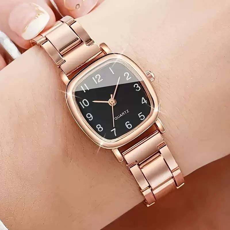 Women’s Elegant Rose-Gold Square Dial Bracelet Watch