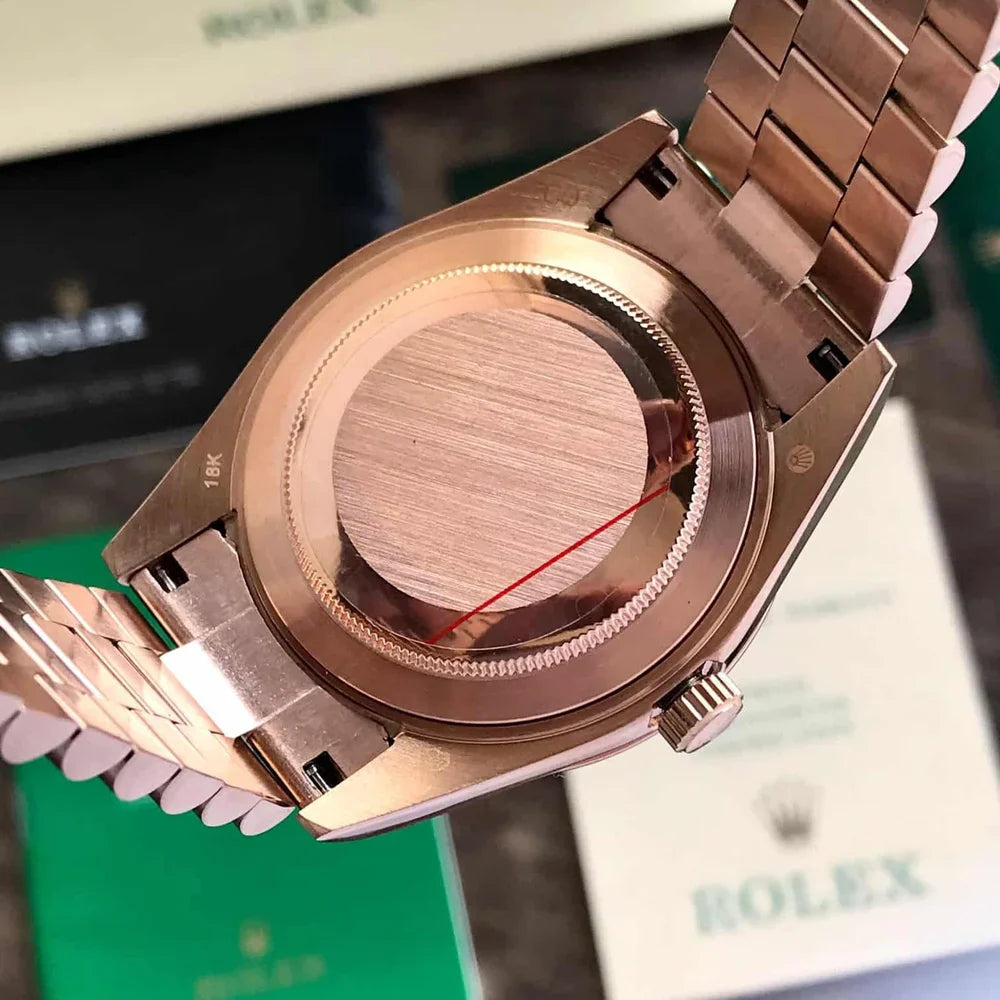 Premium Rose Gold Stainless Steel Watch Multicolor Puzzle Dial Fluted Bezel Statement Luxury Watch – Men